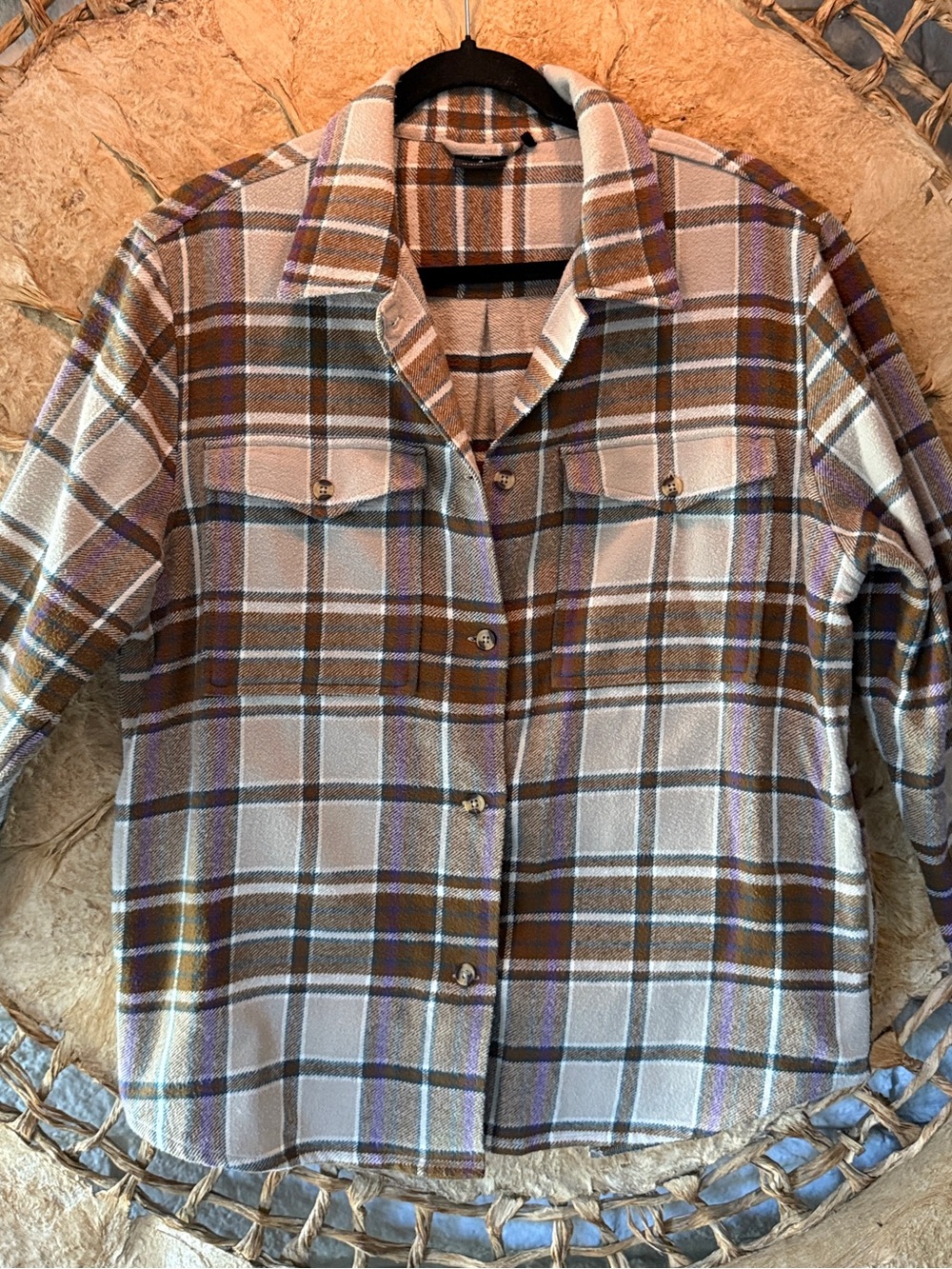 THRILLS Byron Bay Plaid Cotton Flannel Overshirt XS